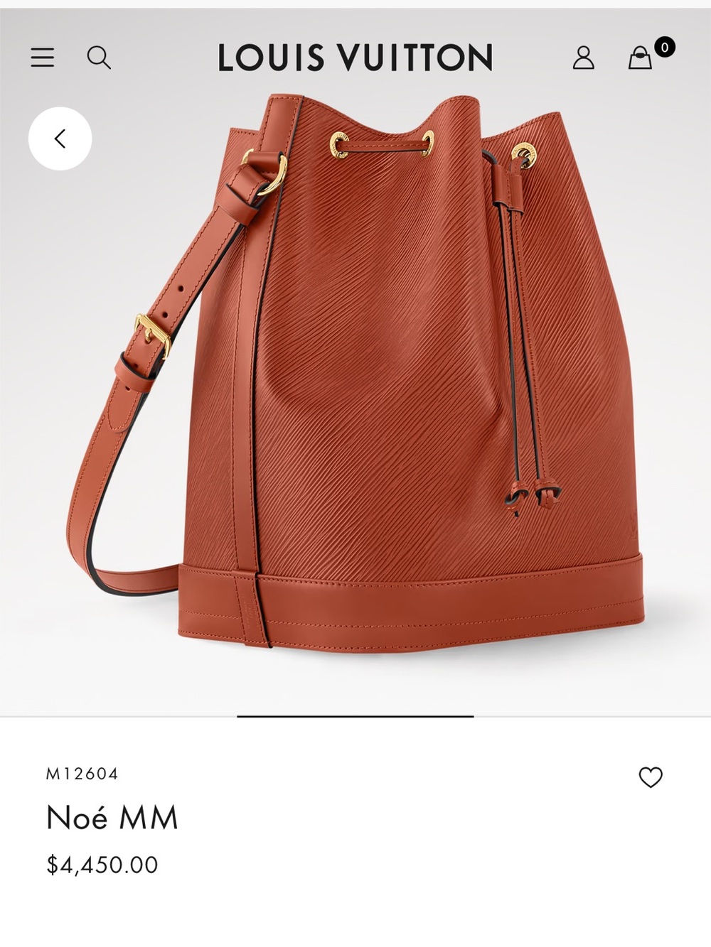 Louis Vuitton Noé MM Bucket Bag in cognac